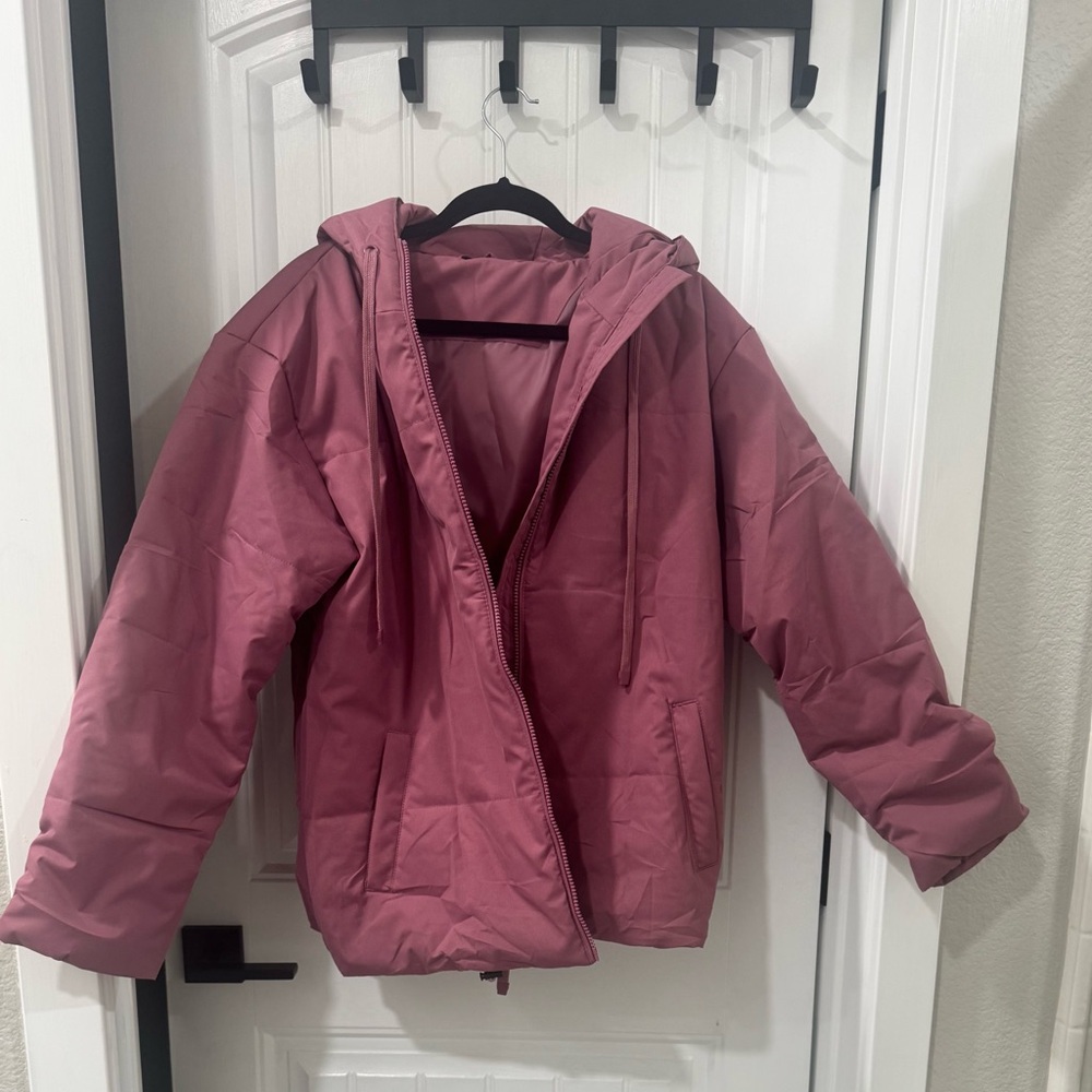 Pink Hooded Puffer Jacket